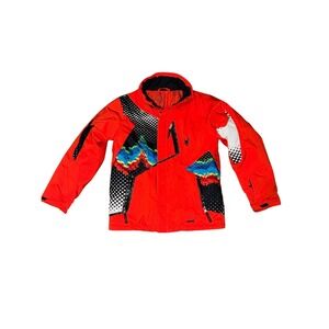 Spyder Boys Ski Jacket Waterproof Sz 16 Red Winter Coat Snowboard No Hood